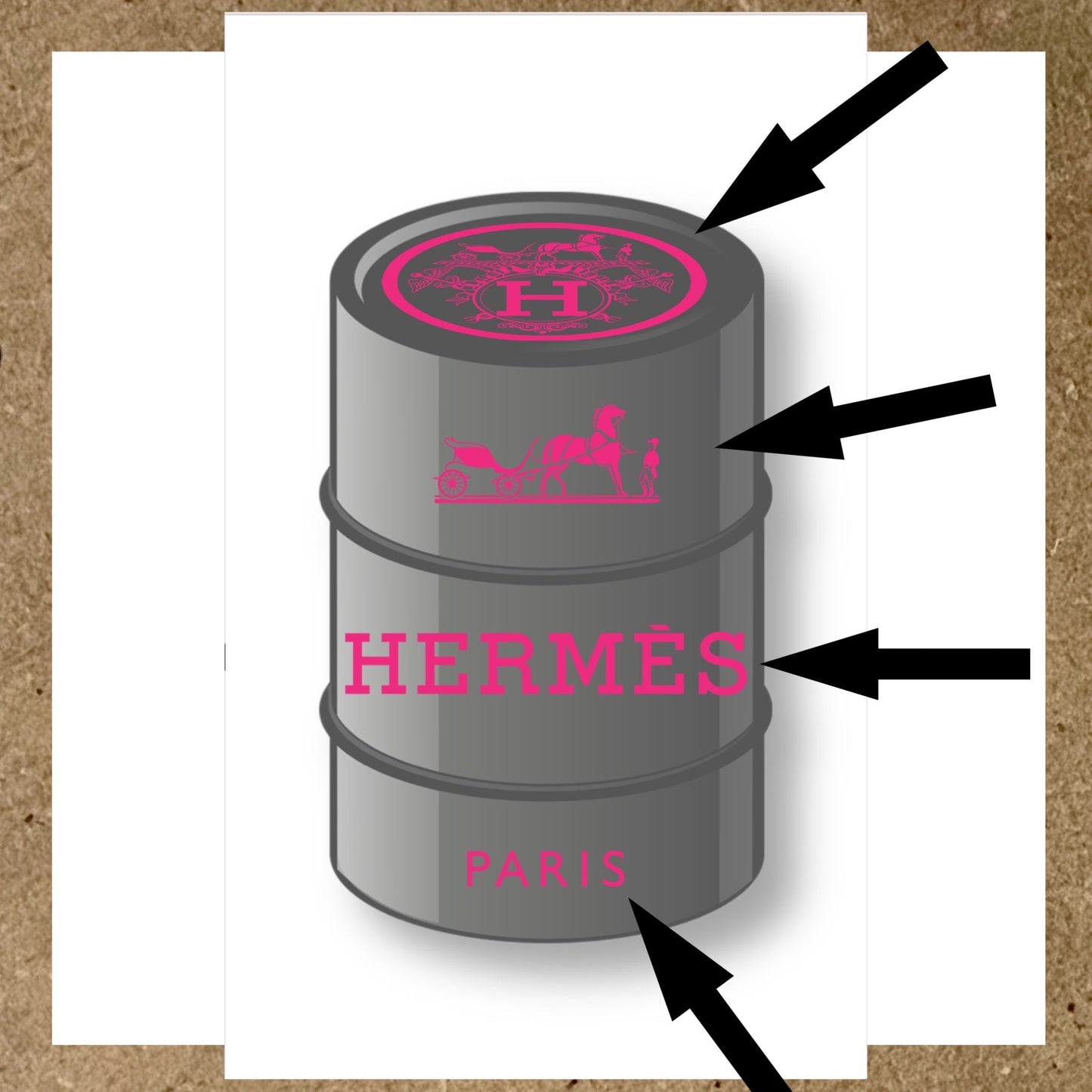 Kit 4 Stickers HERMES pour fût 200L (3)