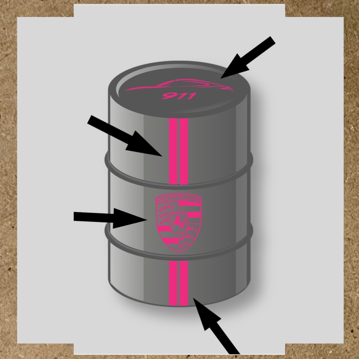 Kit 4 Stickers PORSCHE pour fût 200L (2)