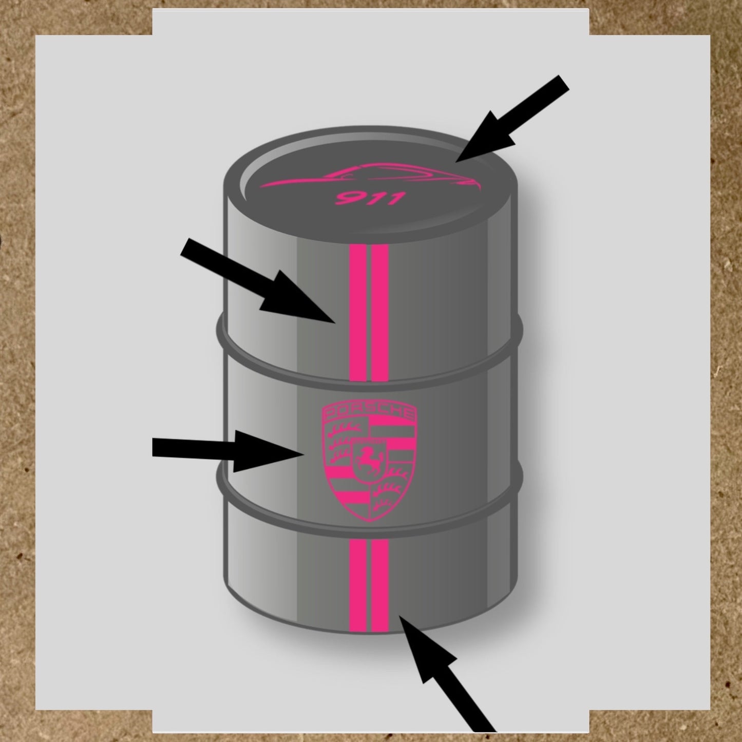 Kit 4 Stickers PORSCHE pour fût 60L (2)