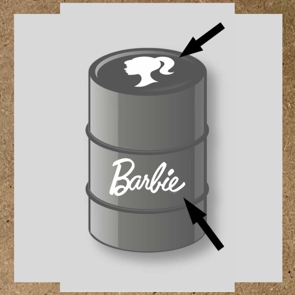 Kit 2 stickers Barbie pour baril 200L