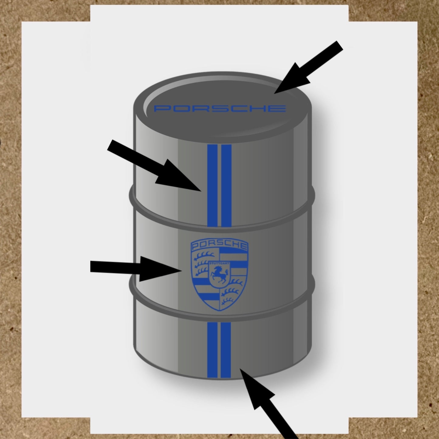 Kit 4 Stickers PORSCHE pour fût 60L (1)