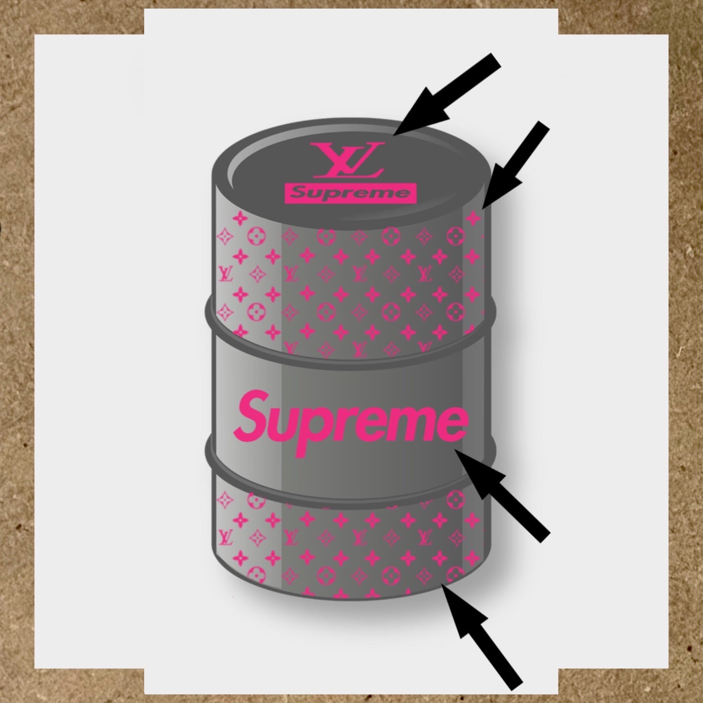 Kit 10 Stickers SUPREME x LOUIS VUITTON pour fût 200L (2)