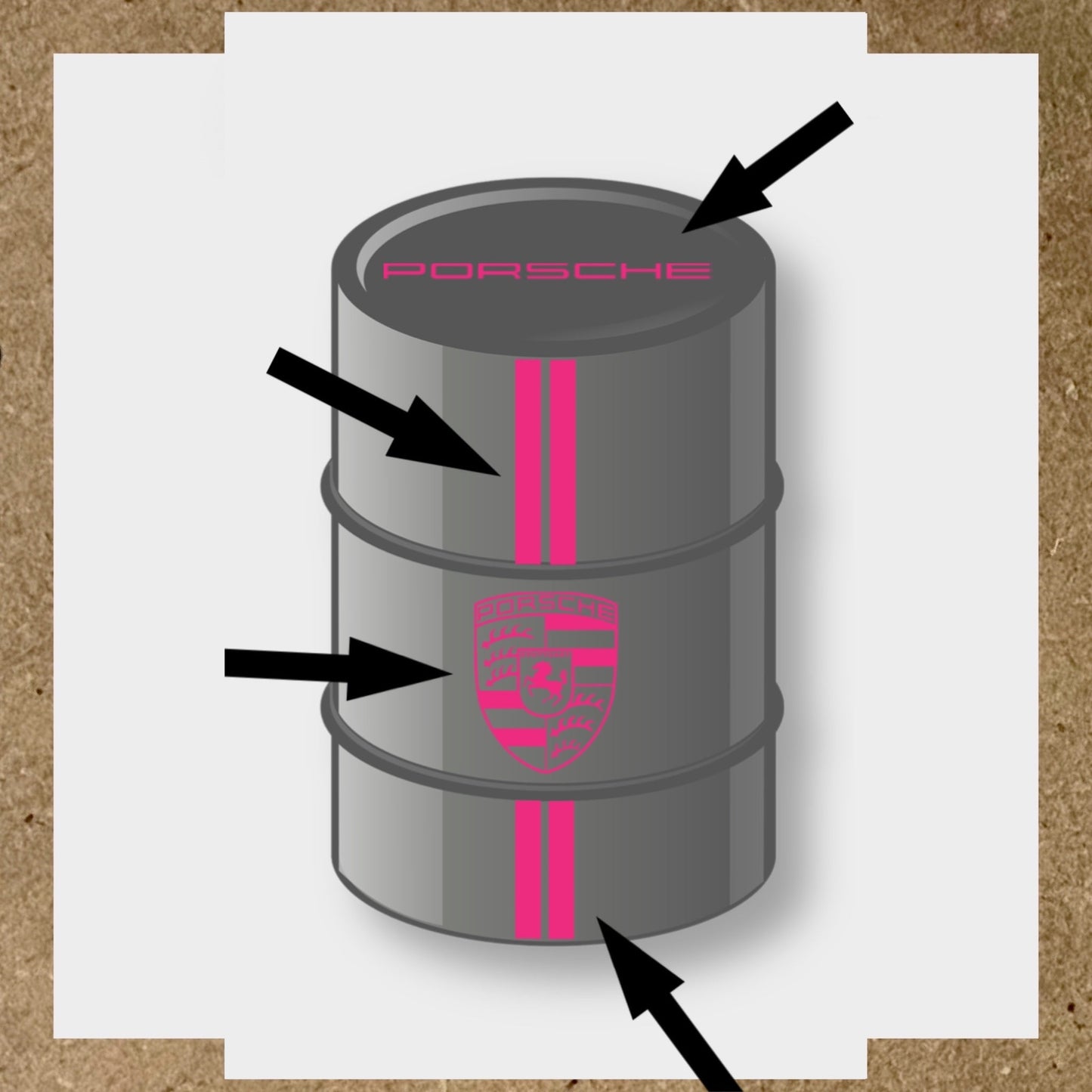 Kit 4 Stickers PORSCHE pour fût 60L (1)