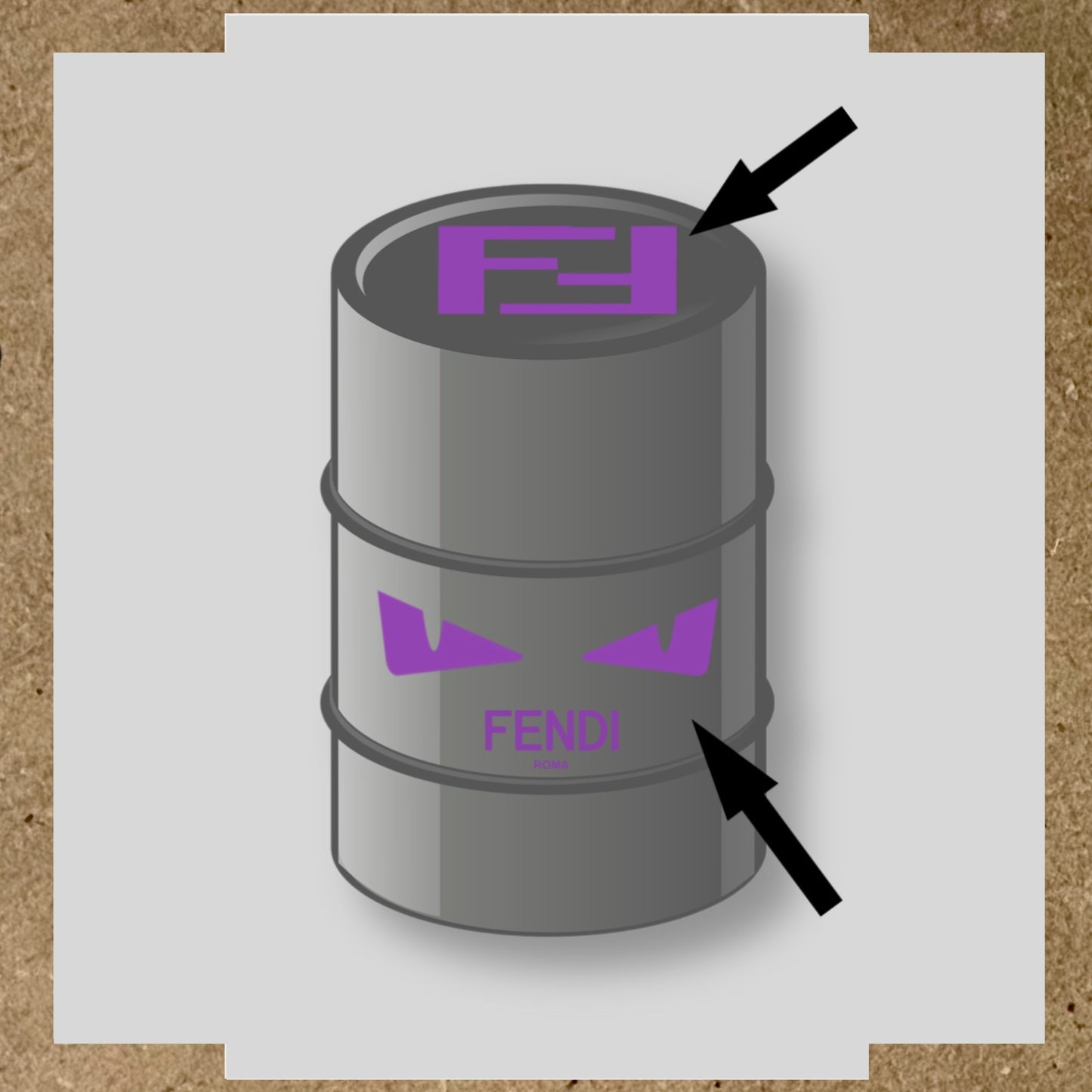 Kit 2 Stickers FENDI pour baril 200L