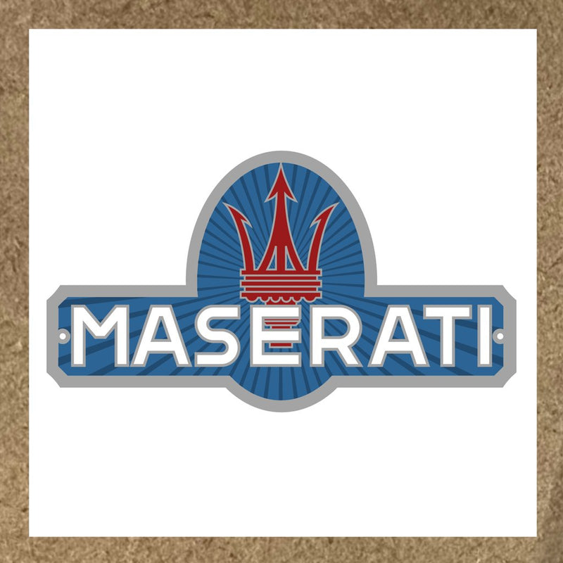 Sticker Maserati emblème sur fond bleu