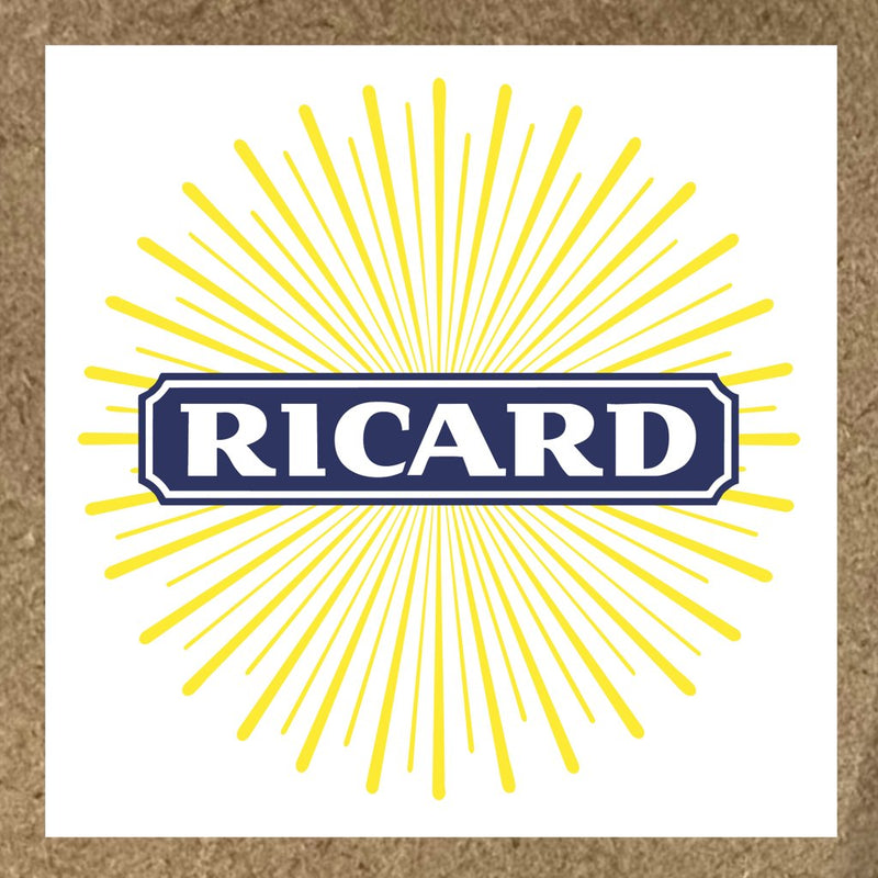 Sticker Ricard avec soleil fond jaune et rayonnant