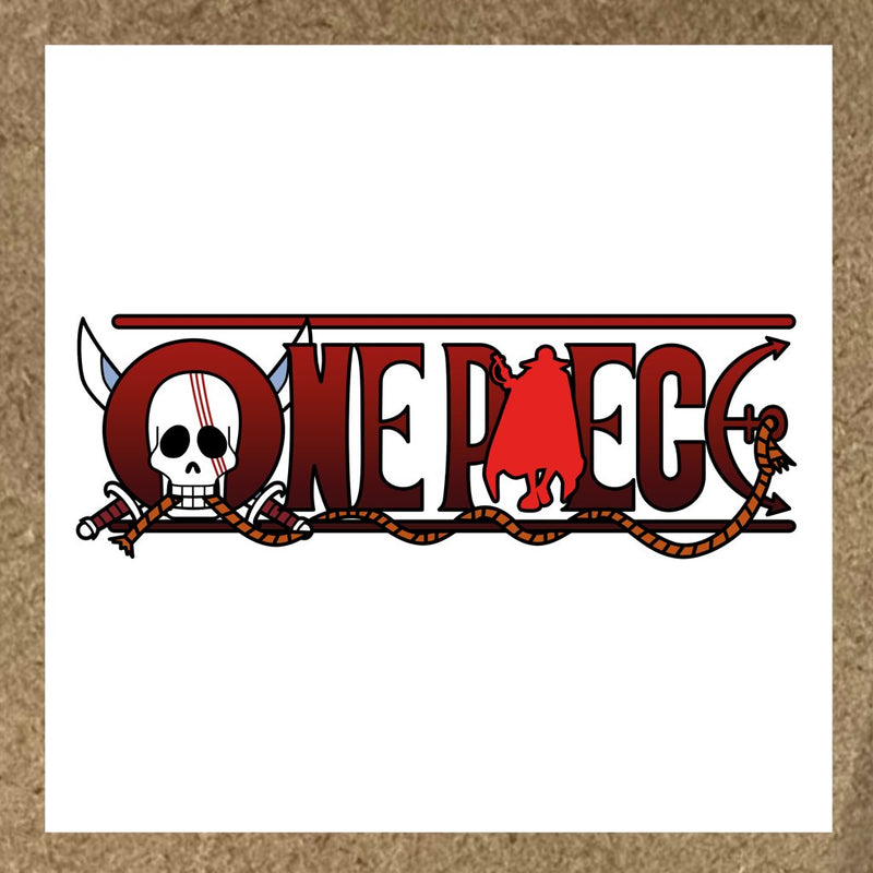 Sticker One Piece tête de mort avec bande rouge et sabres croisés Shanks