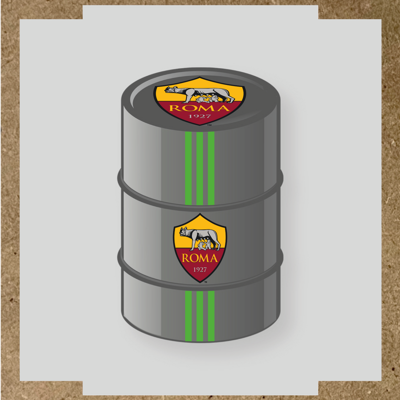 Kit de 4 stickers AS Roma pour baril décoratif, mettant en avant le logo de l'équipe sur la partie supérieure. couleur:vert prairie
