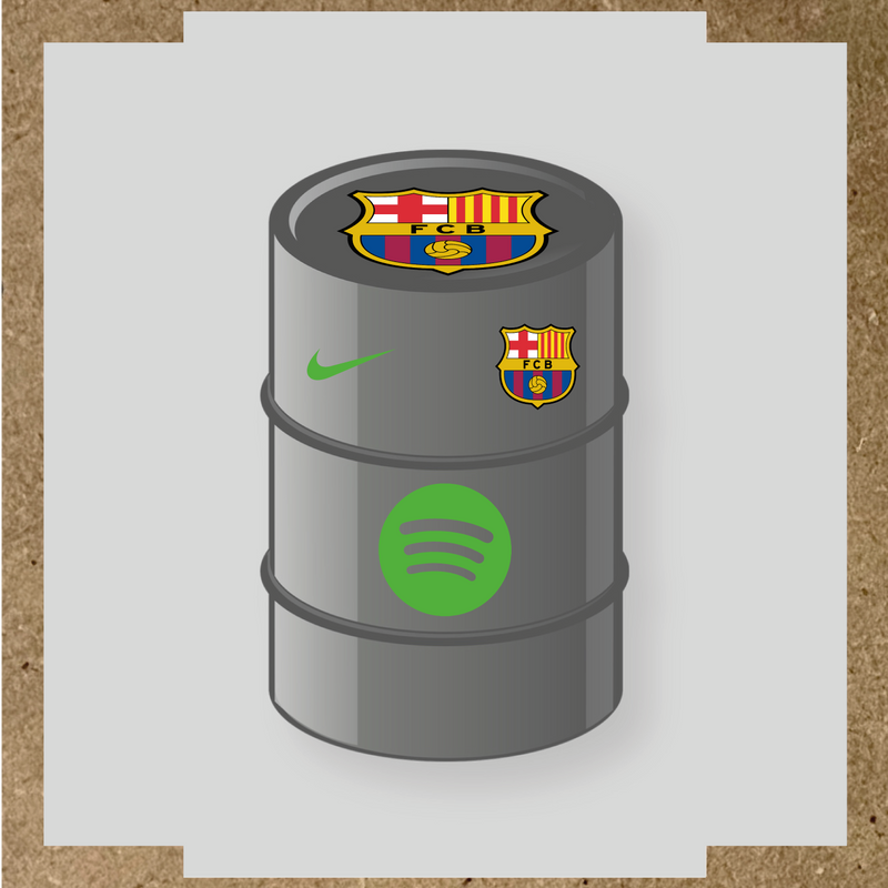Kit de 4 stickers FC Barcelona pour baril décoratif, comprenant des éléments de la licence principale et secondaire. couleur:vert prairie
