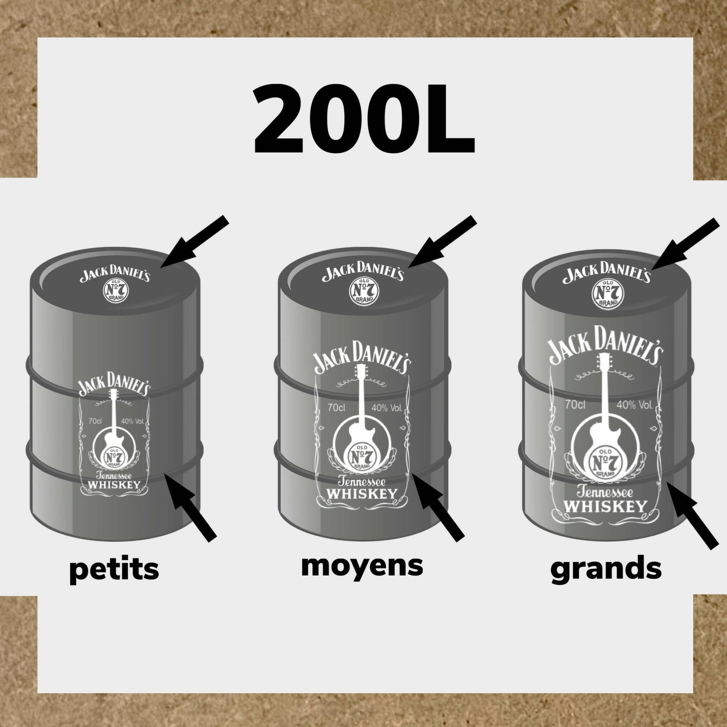 Kit 2 Stickers JACK DANIEL (2) pour fût 200L