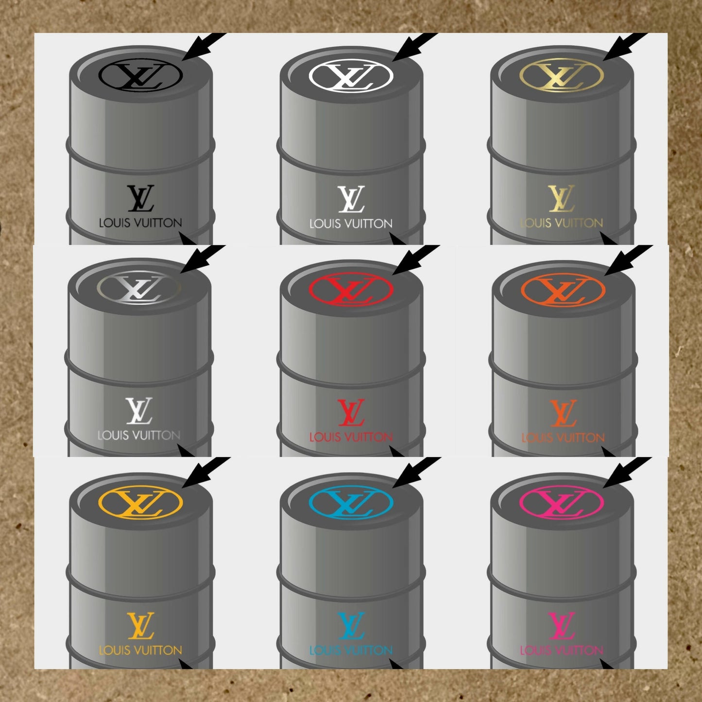 Kit 2 Stickers LOUIS VUITTON pour fût 60L