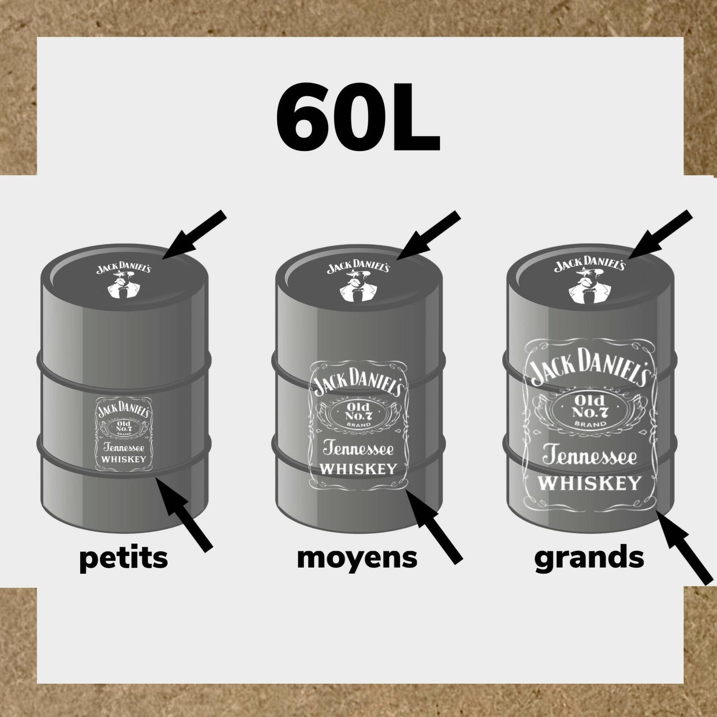 Kit 2 Stickers JACK DANIEL’S (1) pour fût 60L