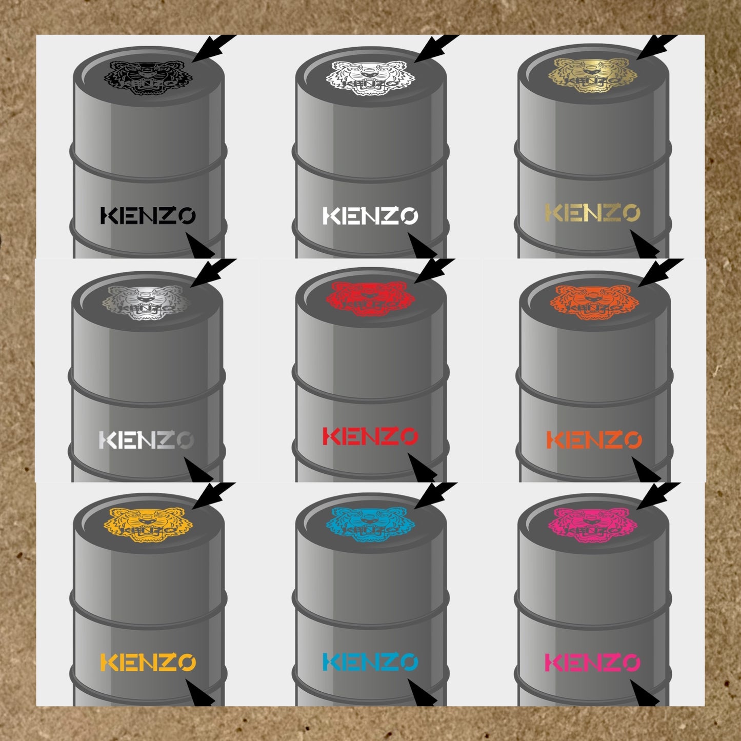 Kit 2 Stickers KENZO pour fût 200L