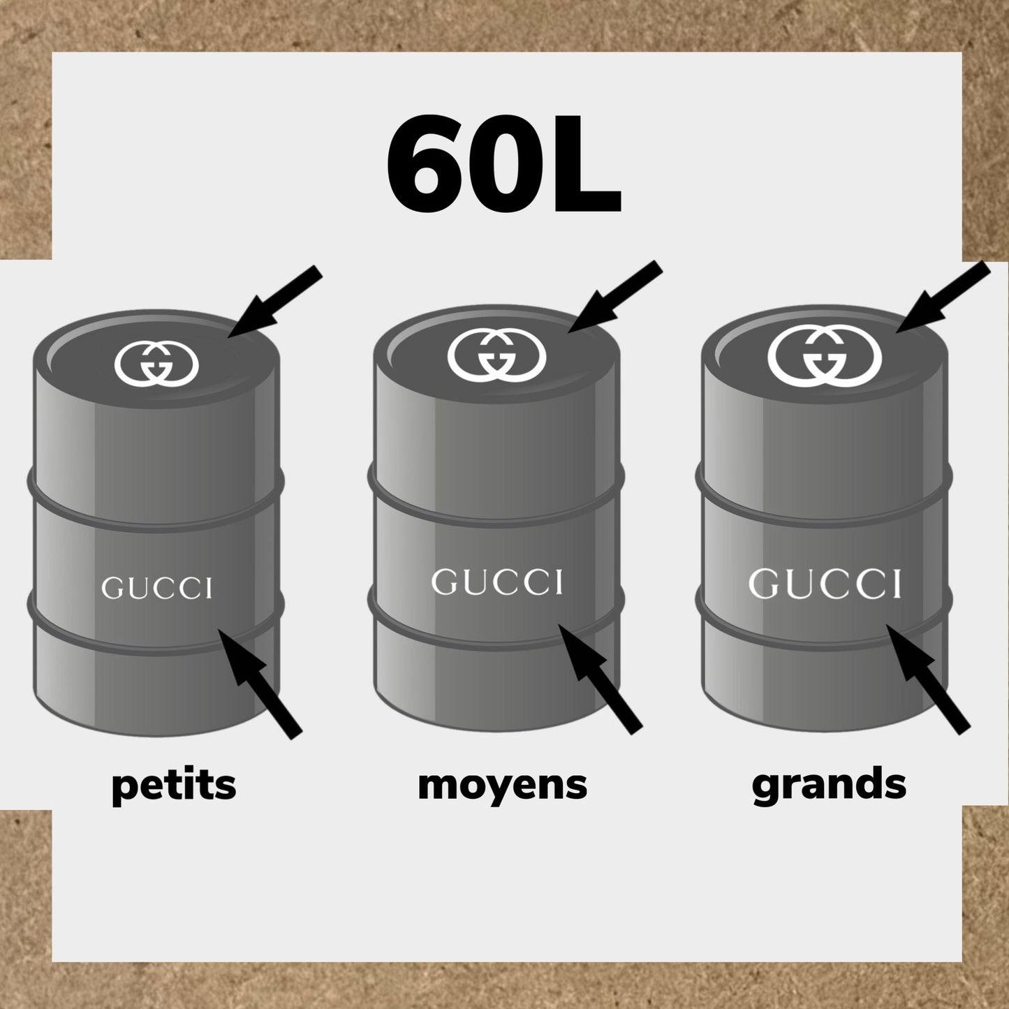 Kit 2 Stickers GUCCI (1) pour fût 60L