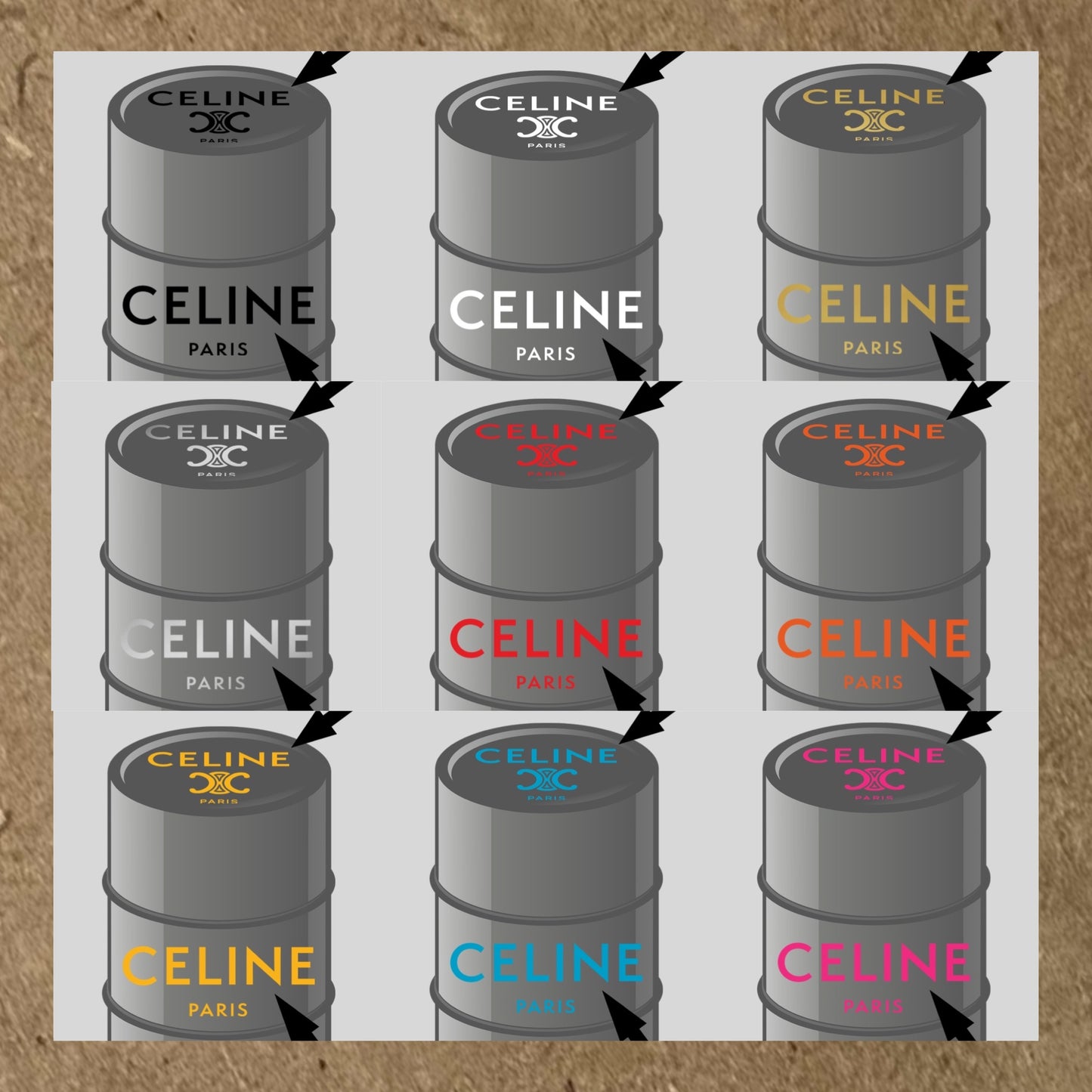 Kit 2 Stickers CÉLINE PARIS (1) pour fût 200L