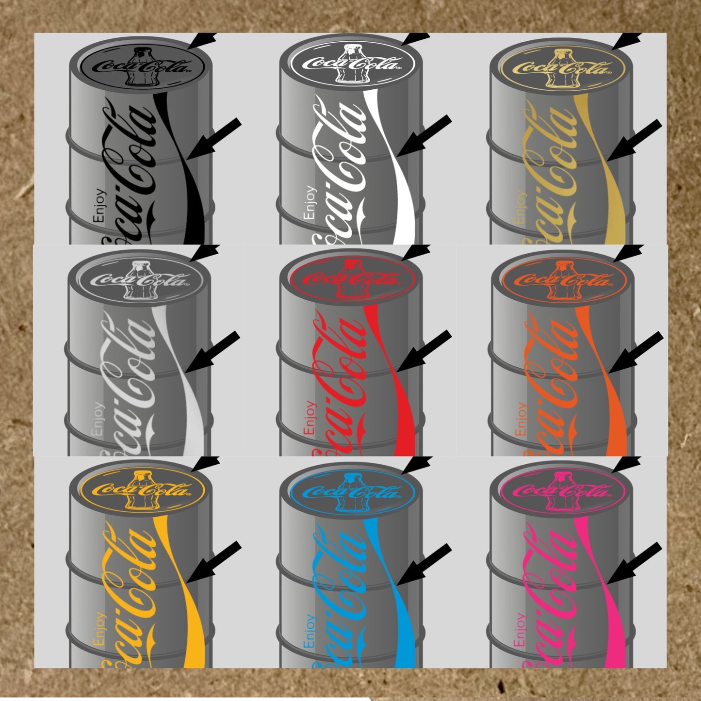 Kit 3 Stickers COCA COLA (1) pour fût 60L