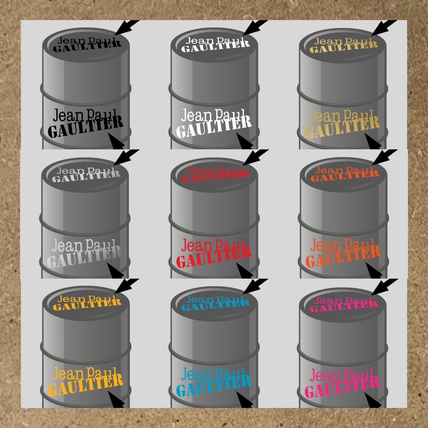 Kit 2 Stickers JEAN PAUL GAUTHIER pour fût 200L