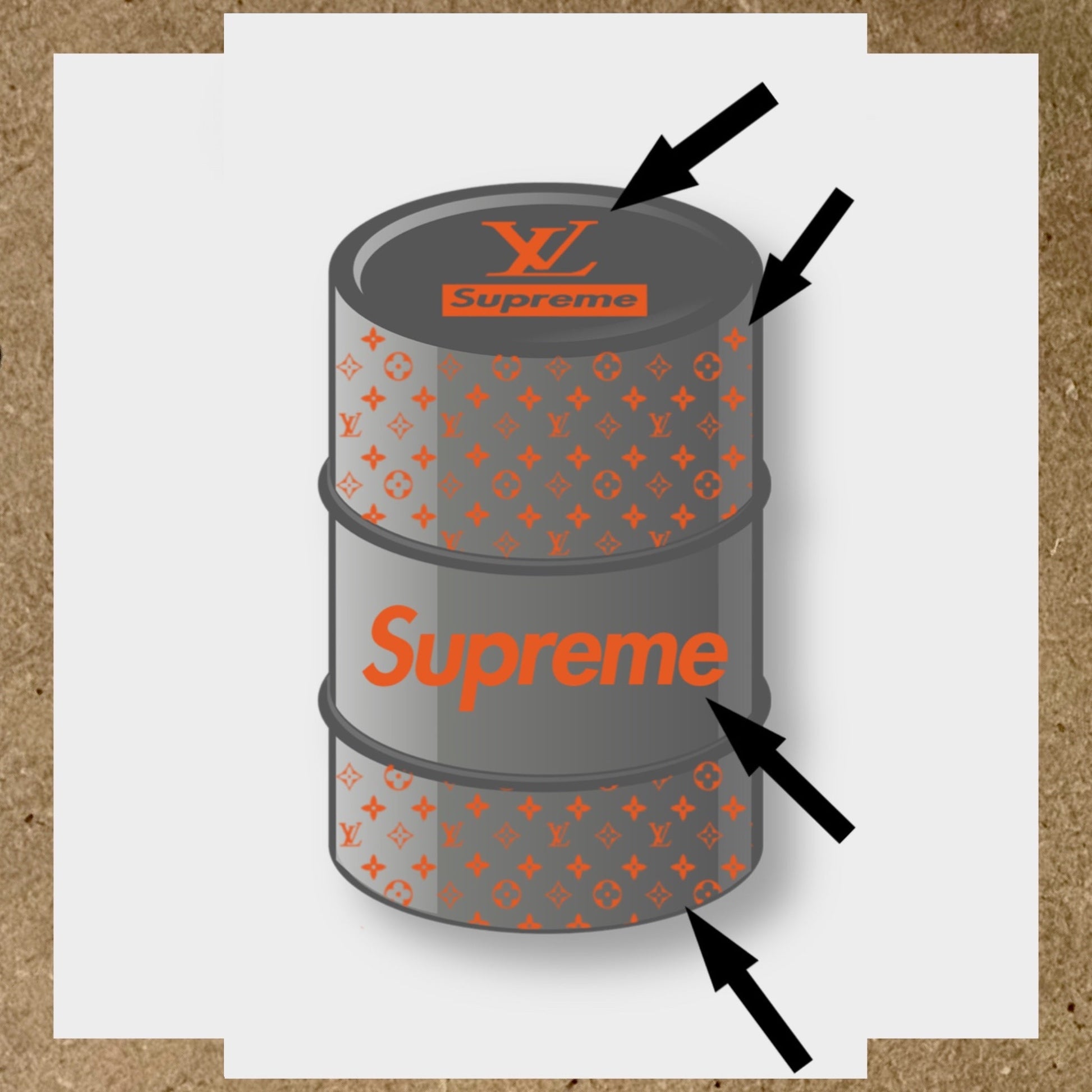 Suprême Louis Vuitton Boîte Logo Autocollant Marron NEUF Monogramme Suprême Louis Vuitton Boîte Logo Autocollant Marron NEUF Monogramme