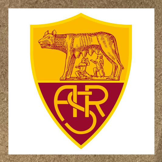 Sticker AS Roma écu avec loup et jumeaux en rouge et jaune