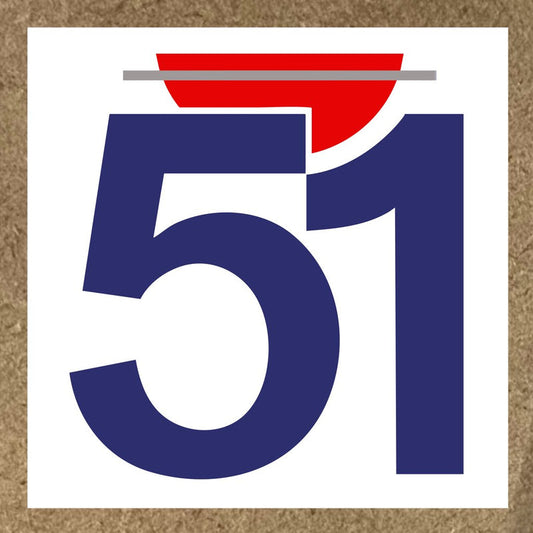 Sticker Pastis avec chiffres 5 et 1 en bleu