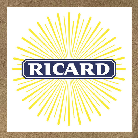 Sticker Ricard avec soleil fond jaune et rayonnant