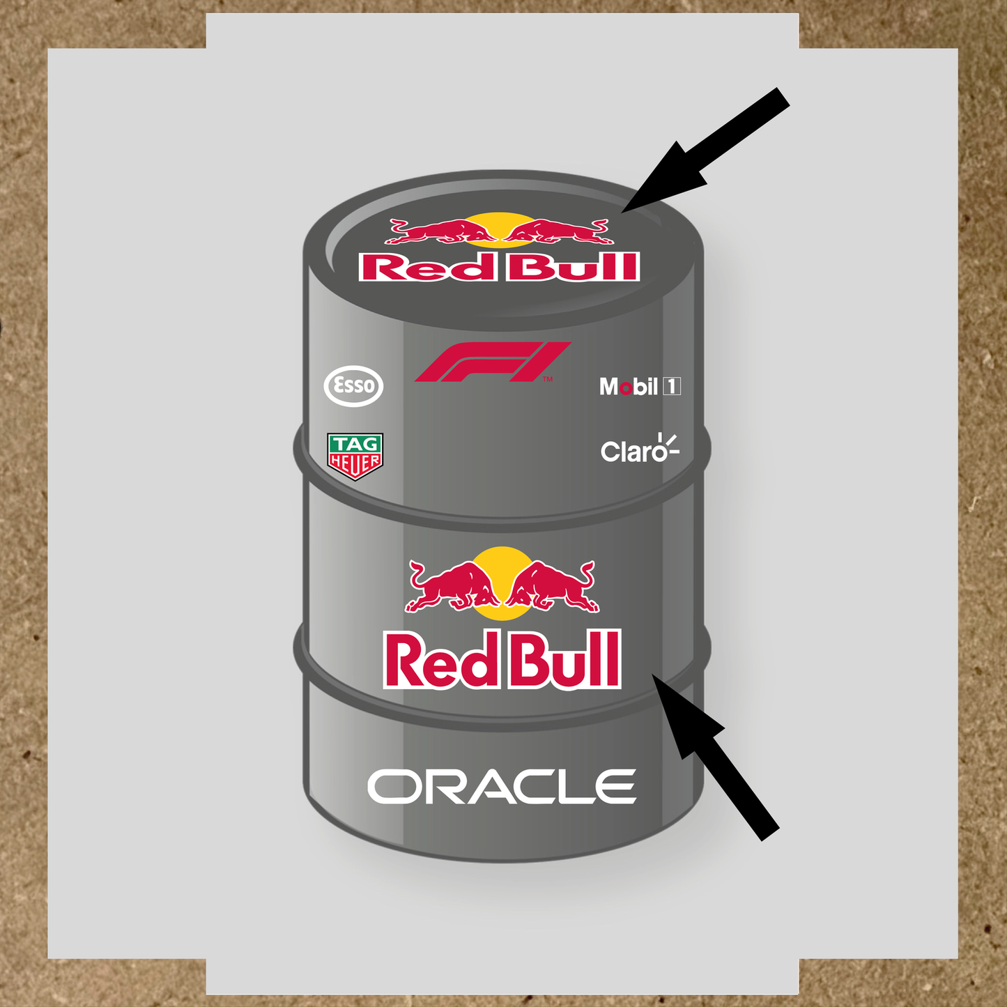 Kit de 8 stickers Formule 1 écurie Redbull pour bidon décoratif