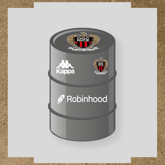 Kit de 4 stickers OGC Nice pour baril décoratif, incluant des éléments de la licence secondaire Kappa. couleur:blanc