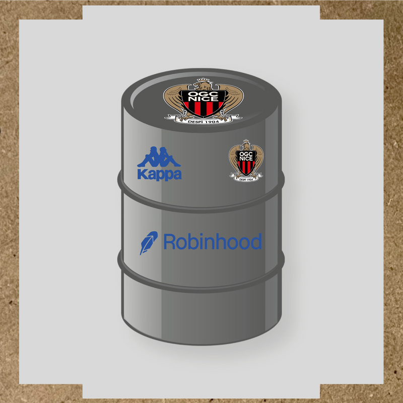 Kit de 4 stickers OGC Nice pour baril décoratif, incluant des éléments de la licence secondaire Kappa. couleur:bleu acier