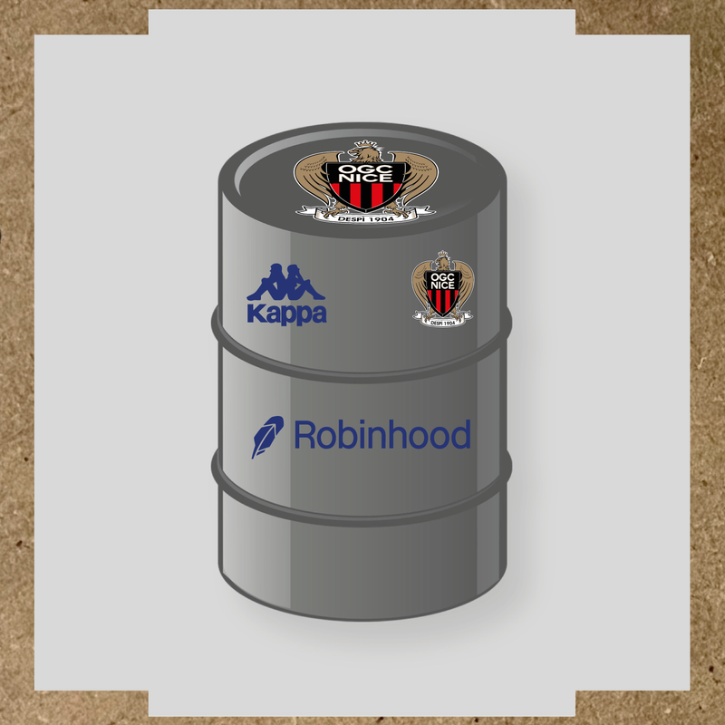 Kit de 4 stickers OGC Nice pour baril décoratif, incluant des éléments de la licence secondaire Kappa. couleur:bleu indigo
