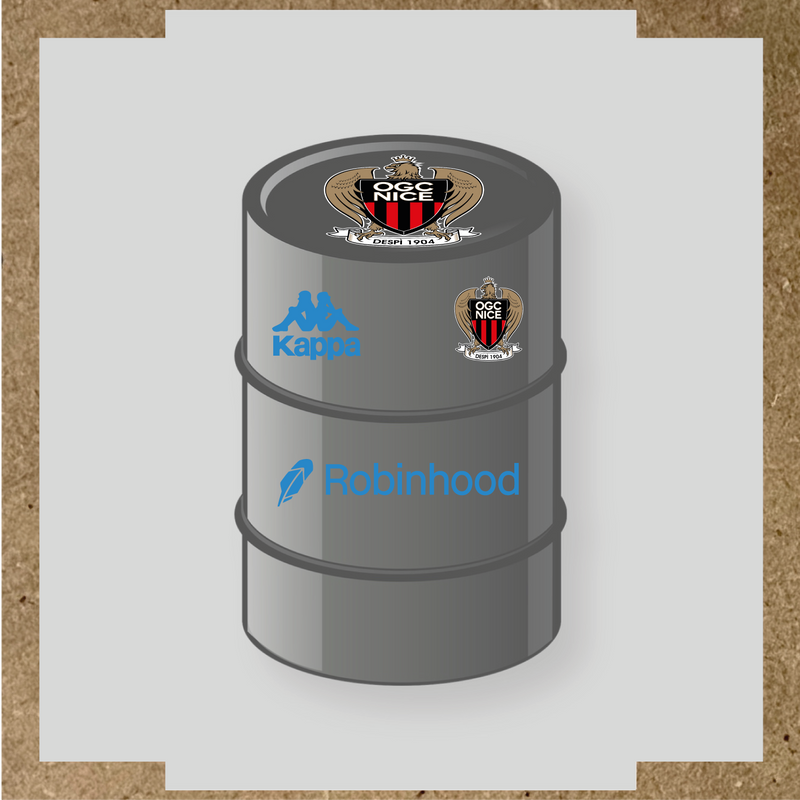Kit de 4 stickers OGC Nice pour baril décoratif, incluant des éléments de la licence secondaire Kappa. couleur:bleu lagon