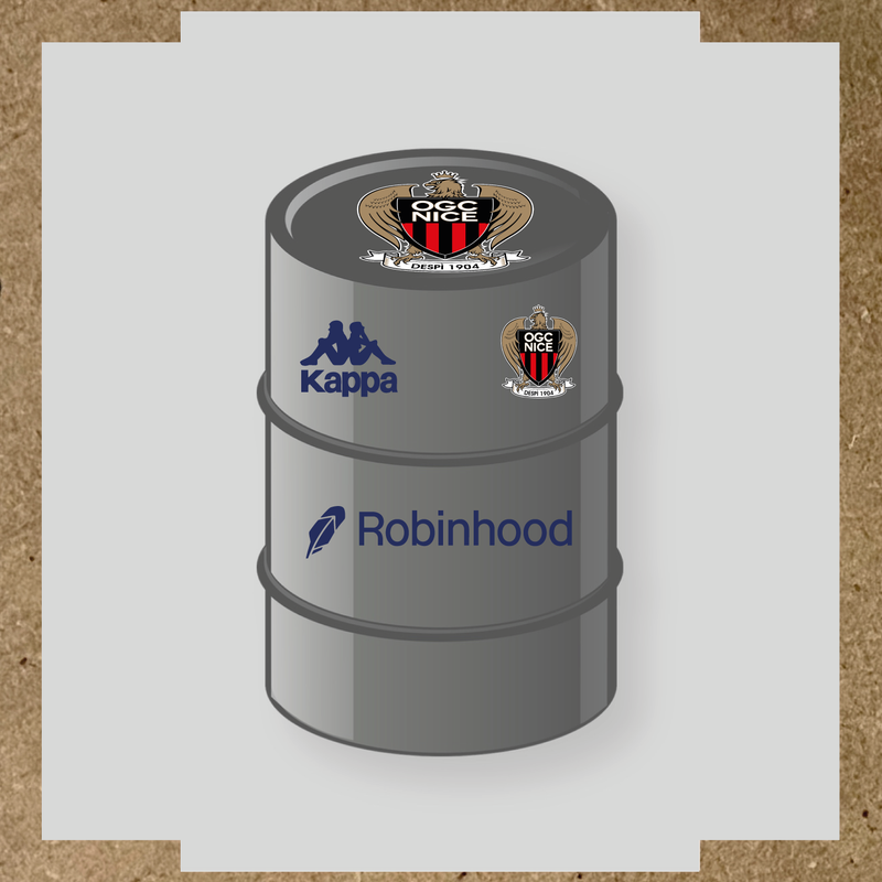 Kit de 4 stickers OGC Nice pour baril décoratif, incluant des éléments de la licence secondaire Kappa. couleur:bleu nuit