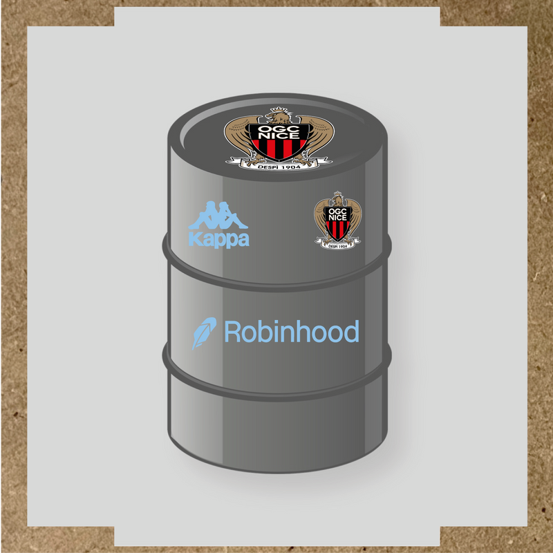 Kit de 4 stickers OGC Nice pour baril décoratif, incluant des éléments de la licence secondaire Kappa. couleur:bleu pastel