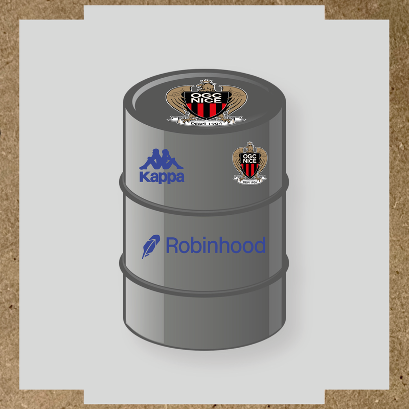 Kit de 4 stickers OGC Nice pour baril décoratif, incluant des éléments de la licence secondaire Kappa. couleur:bleu roi