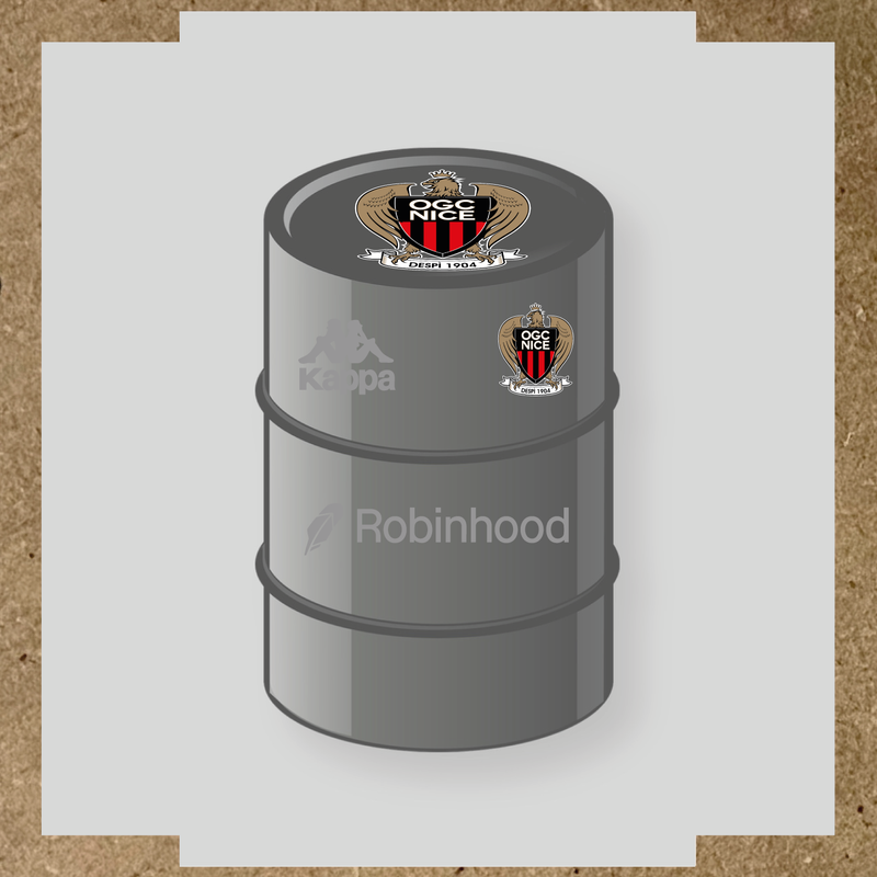 Kit de 4 stickers OGC Nice pour baril décoratif, incluant des éléments de la licence secondaire Kappa. couleur:gris