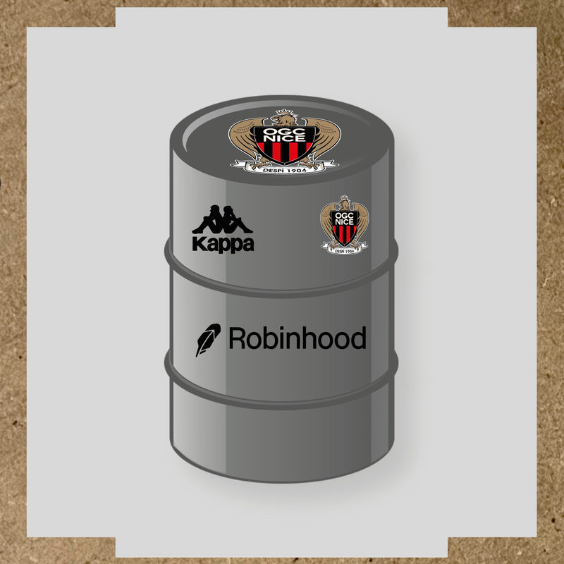 Kit de 4 stickers OGC Nice pour baril décoratif, incluant des éléments de la licence secondaire Kappa. couleur:noir