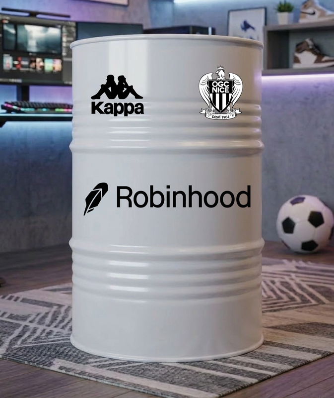 Baril décoratif avec stickers OGC Nice et visuel secondaire Kappa 