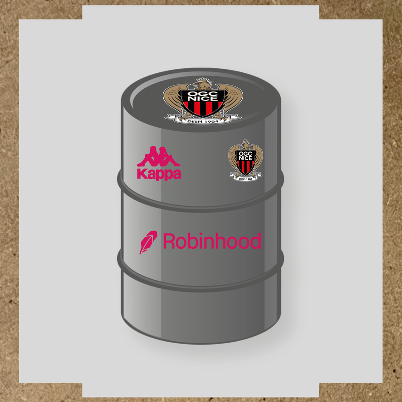 Kit de 4 stickers OGC Nice pour baril décoratif, incluant des éléments de la licence secondaire Kappa. couleur:rose