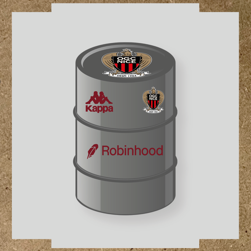 Kit de 4 stickers OGC Nice pour baril décoratif, incluant des éléments de la licence secondaire Kappa. couleur:rouge bordeaux