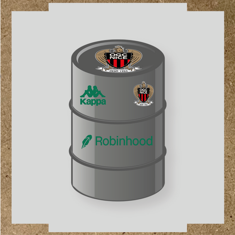Kit de 4 stickers OGC Nice pour baril décoratif, incluant des éléments de la licence secondaire Kappa. couleur:vert émeraude