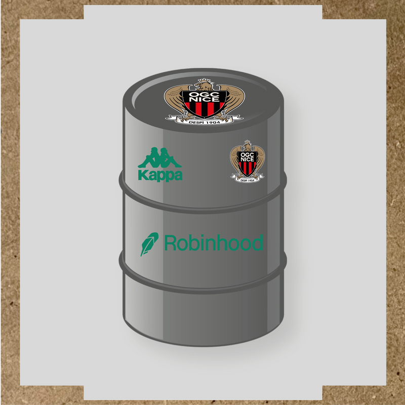 Kit de 4 stickers OGC Nice pour baril décoratif, incluant des éléments de la licence secondaire Kappa. couleur:vert jade