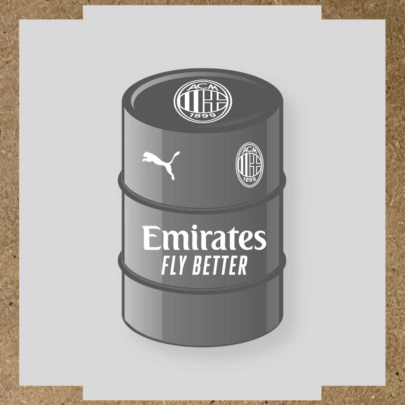 Kit de 4 stickers pour baril AC Milan, comprenant des visuels du club et de la licence Puma. couleur:blanc
