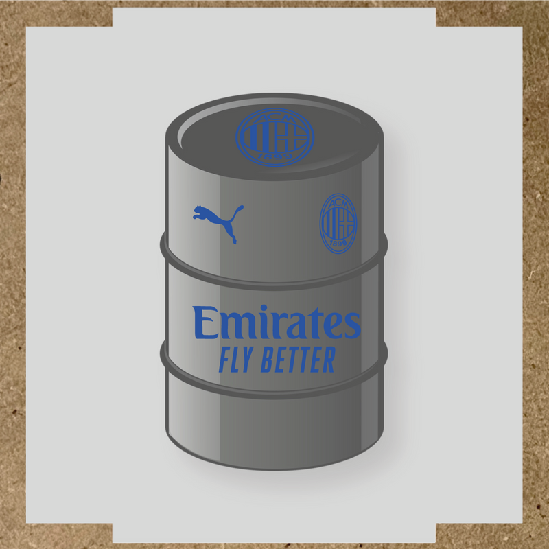 Kit de 4 stickers pour baril AC Milan, comprenant des visuels du club et de la licence Puma. couleur:bleu acier