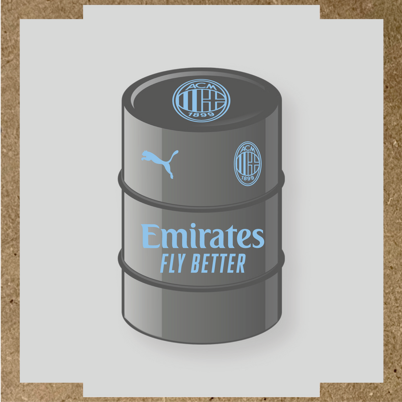 Kit de 4 stickers pour baril AC Milan, comprenant des visuels du club et de la licence Puma. couleur:bleu pastel