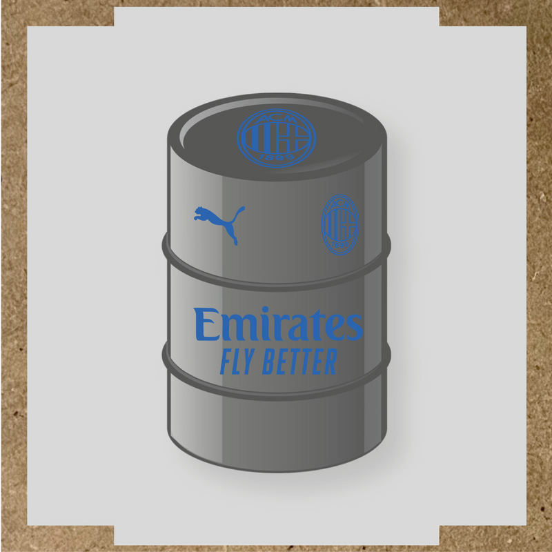 Kit de 4 stickers pour baril AC Milan, comprenant des visuels du club et de la licence Puma. couleur:bleu pétrole