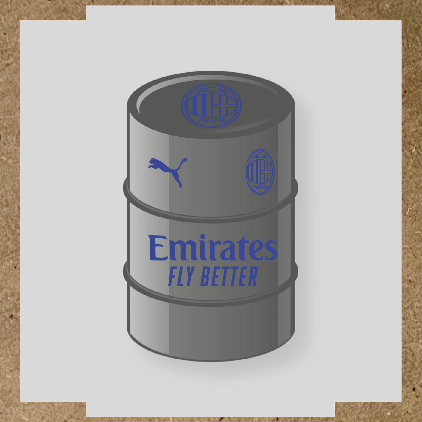 Kit de 4 stickers pour baril AC Milan, comprenant des visuels du club et de la licence Puma. couleur:bleu roi