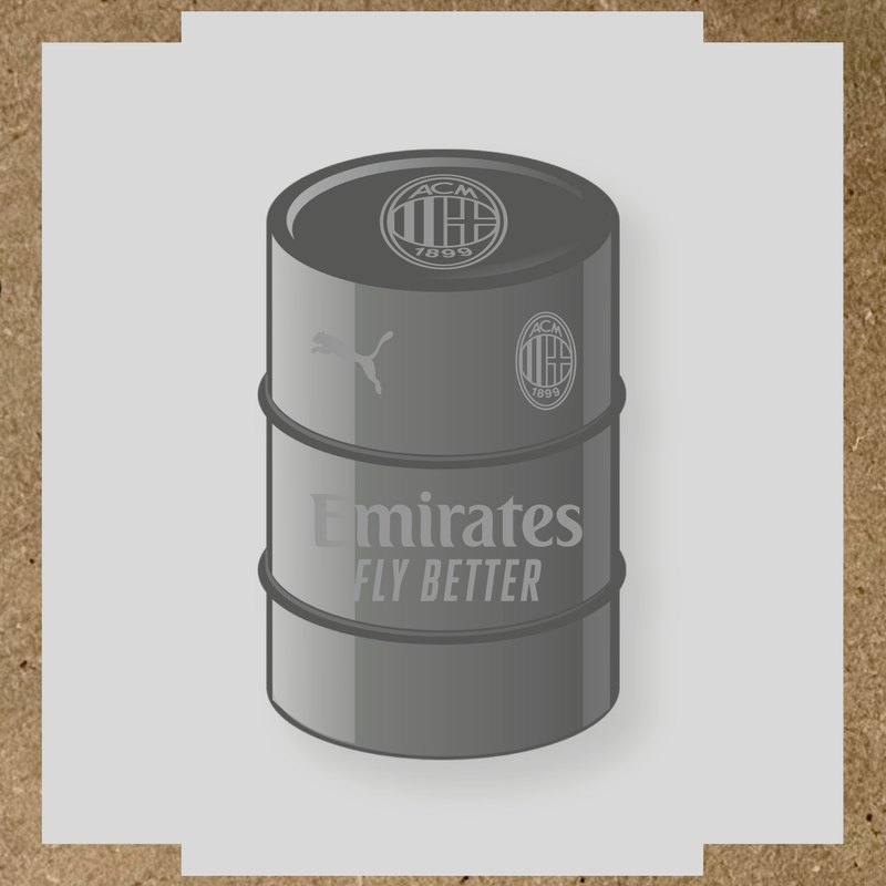 Kit de 4 stickers pour baril AC Milan, comprenant des visuels du club et de la licence Puma. couleur:gris
