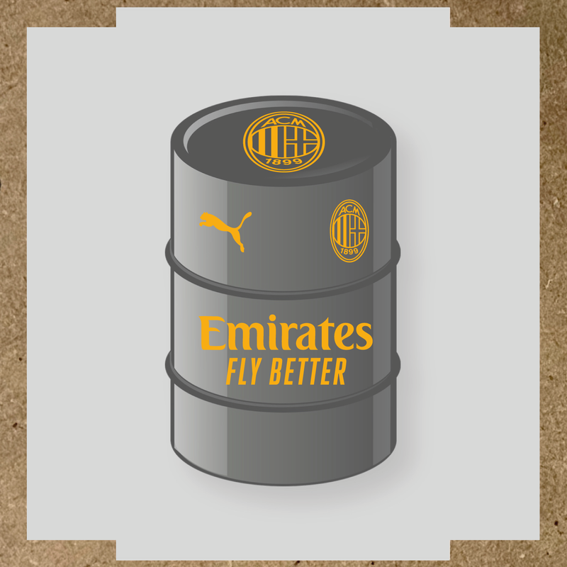 Kit de 4 stickers pour baril AC Milan, comprenant des visuels du club et de la licence Puma. couleur:jaune foncé