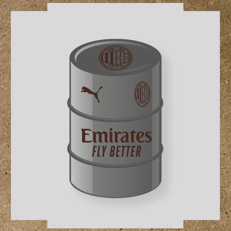 Kit de 4 stickers pour baril AC Milan, comprenant des visuels du club et de la licence Puma. couleur:marron foncé