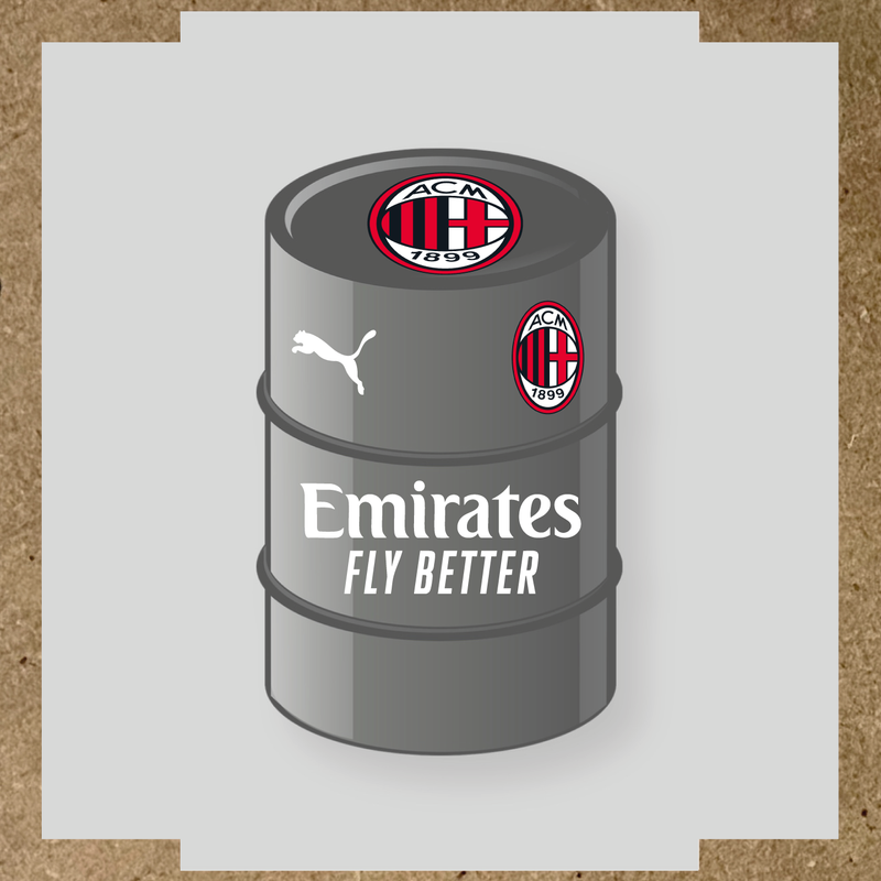 Kit de 4 stickers AC Milan pour baril décoratif, mettant en avant le logo AC Milan. couleur:blanc