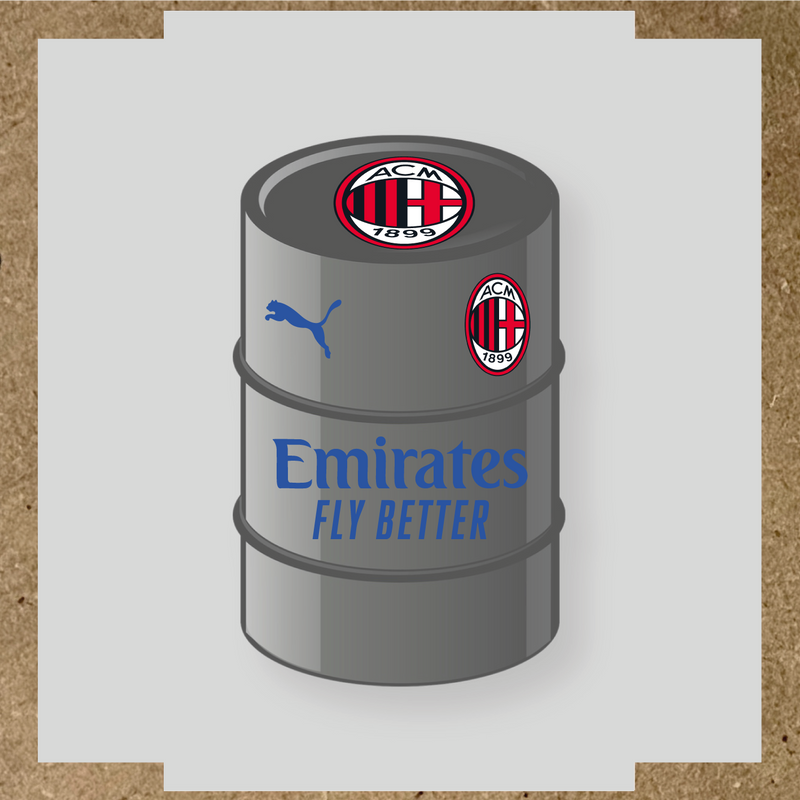 Kit de 4 stickers AC Milan pour baril décoratif, mettant en avant le logo AC Milan. couleur:bleu acier